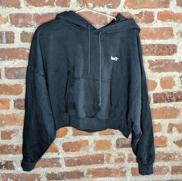 Levi's XXL Black Cropped‎ Cozy Pullover Hoodie - Picture 1 of 9
